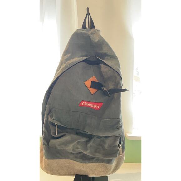 COLEMAN Backpack Canvas Gray Brown Bottom - Picture 1 of 7